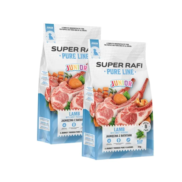 SUPER RAFI Pure Line Junior Lamb with Sladké brambory 2x9 kg suché krmivo pro štěňata