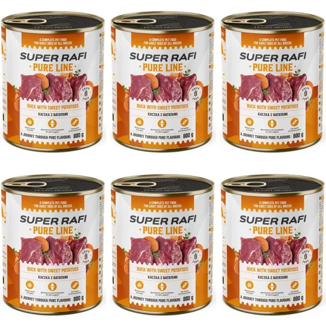 SUPER RAFI Pure Line kachna s batáty 6x800g konzervy pro psy