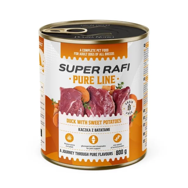 SUPER RAFI Pure Line kachna s batáty 800g konzerva pro psy