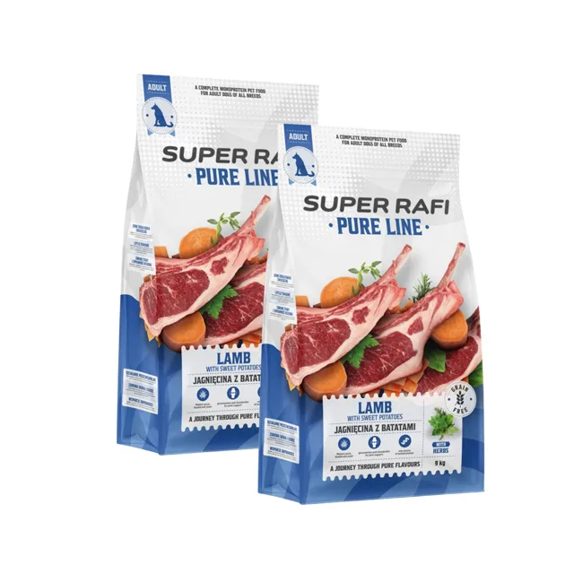 SUPER RAFI Pure Line Lamb with Sladké brambory 2x9 kg suché krmivo pro psy