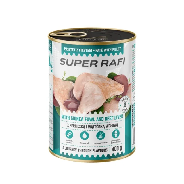 SUPER RAFI s perličkou a hovězími játry 400 g krmivo pro psy