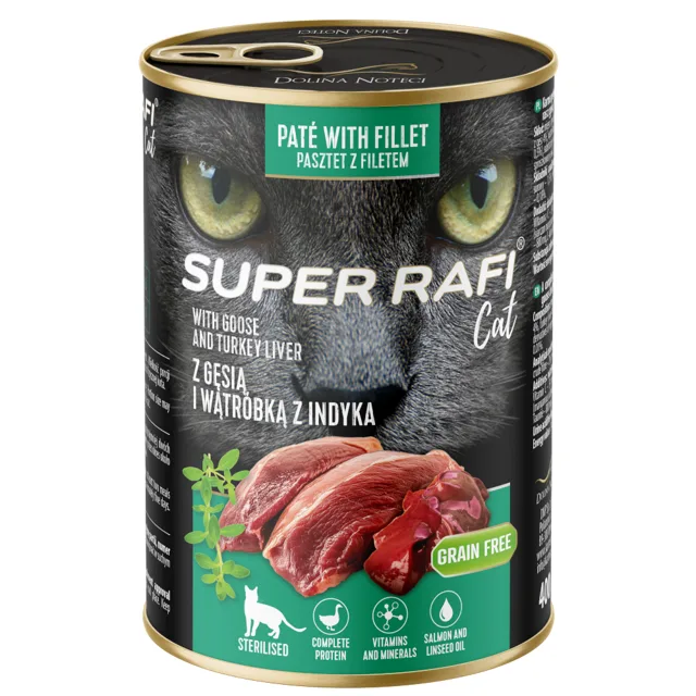 Super Rafi Sterilised Cat 12 x 400 g - husa a krůtí játra
