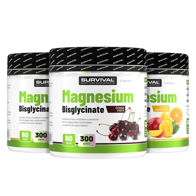 Survival Magnesium Bisglycinate 300 g 2+1 2x višeň + 1x mango