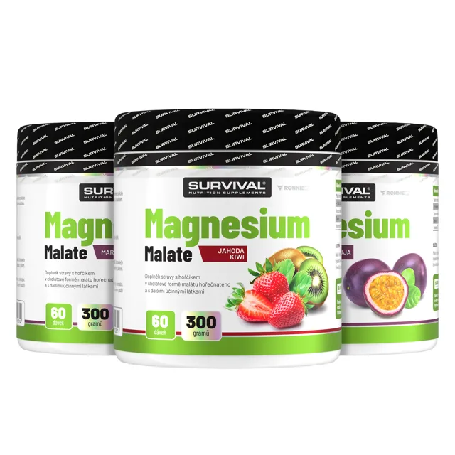 Survival Magnesium Malate 300 g 2+1 2x jahoda + 1x marakuja