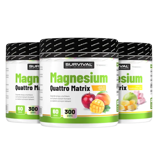 Survival Magnesium Quattro Matrix 300 g 2+1 2xjablko + 1xpomelo&marsh