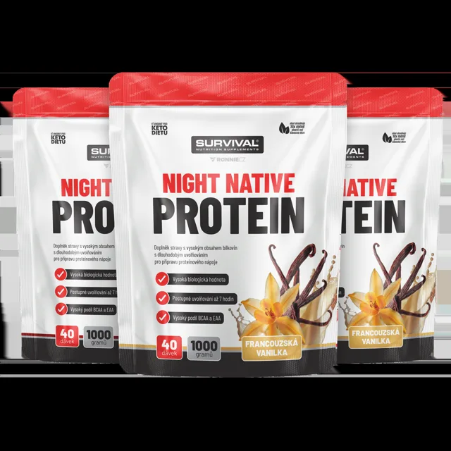 Survival Night Native Protein 1000 g  AKCE  2+1 ZDARMA vanilka + vanilka + vanilka
