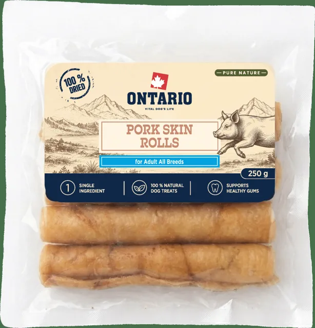 Sušená vepřová kůže Ontario Pure Nature rolka 250 g