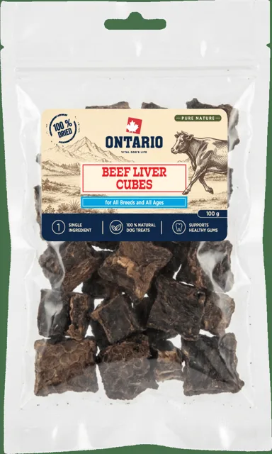Sušené hovězí játrové kostky Ontario Pure Nature 100 g