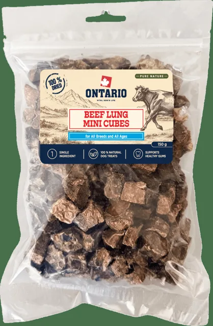 Sušené hovězí plicní mini kostky Ontario Pure Nature 150 g