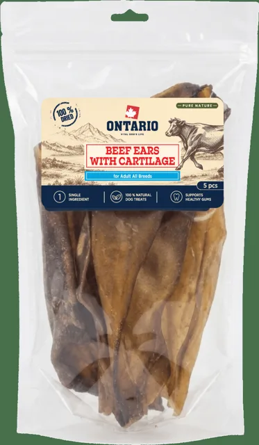Sušené hovězí uši s chrupavkou Ontario Pure Nature 5 ks