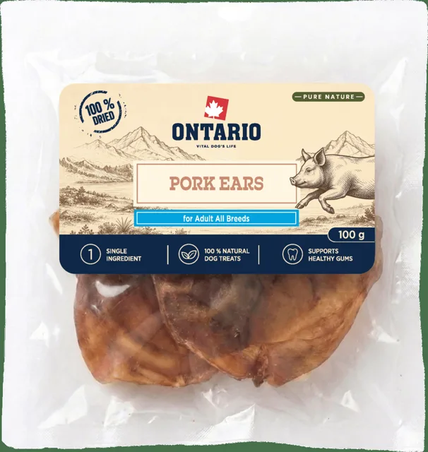 Sušené vepřové ucho Ontario Pure Nature 100 g