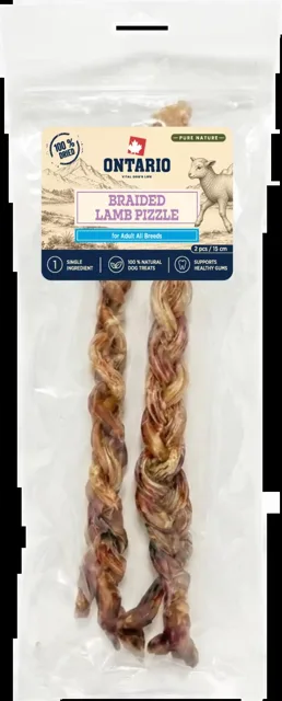 Sušený jehněčí penis Ontario Pure Nature pletený 2 ks 15 cm