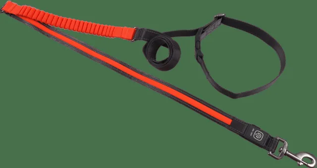 Svítící USB LED běžecké vodítko Dog Fantasy oranžové 180-250cm