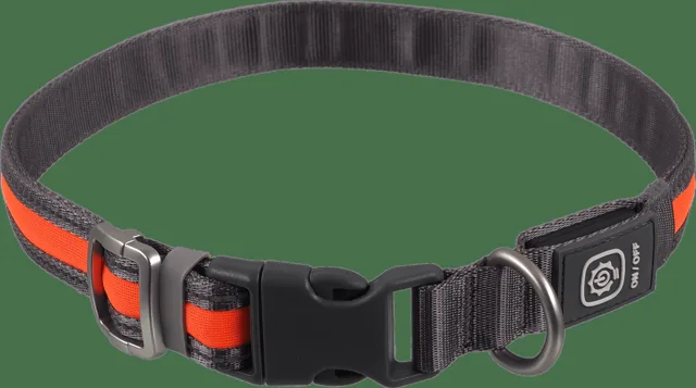Svítící USB LED obojek Dog Fantasy S-M oranžový