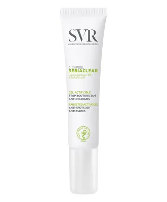 SVR Sebiaclear Cicapeel lokální péče proti nedokonalostem aknózní pleti Anti-Spot and Anti-Marks 24 hr Targed Active Gel 15 ml