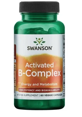 Swanson Activated B-Complex, High potency, Aktivní koenzymová forma Vitamínů B, 60 rostlinných kapslí