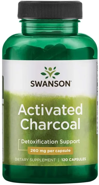 Swanson Activated Charcoal (Aktivní uhlí), 260 mg, 120 kapslí