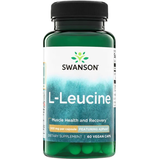 Swanson AjiPure L-leucin, 500 mg, 60 rostlinných kapslí