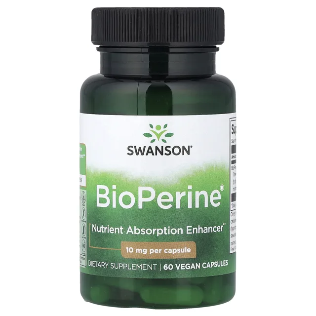 Swanson BioPerine, 10 mg, 60 rostlinných kapslí