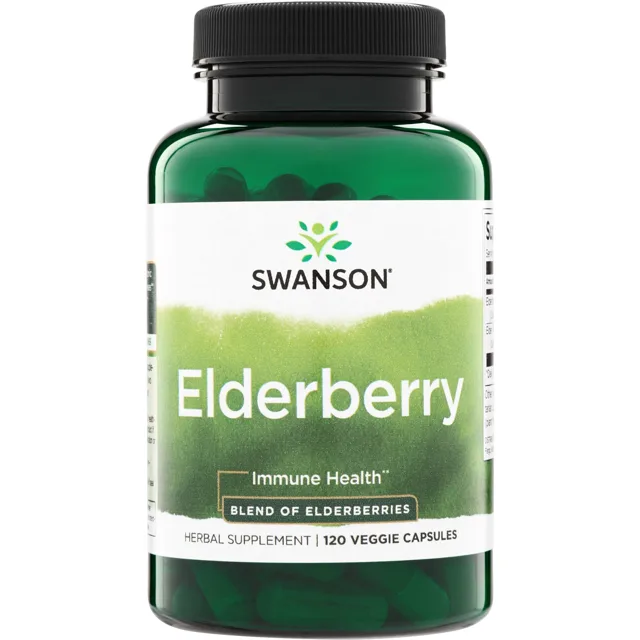 Swanson Elderberry, 120 rostlinných kapslí