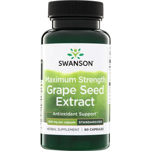 Swanson Extrakt z hroznových semínek Maximum Strength, 500 mg, 60 kapslí