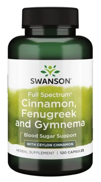 Swanson Full Spectrum Cinnamon, Fenugreek and Gymnema (skořice, pískavice řecké seno, gymnéma), 120 kapslí