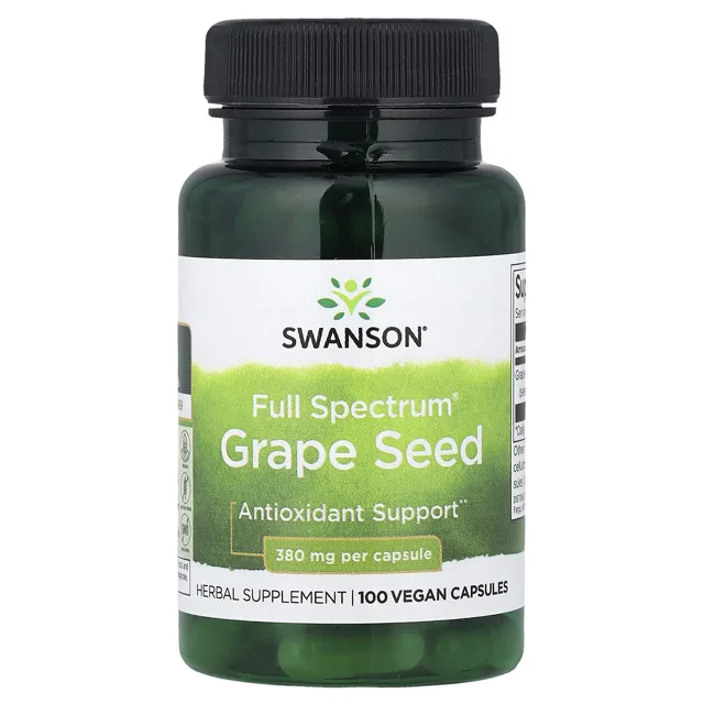 Swanson Full Spectrum Grape Seed (mletá hroznová jádra), 380 mg, 100 veganských kapslí