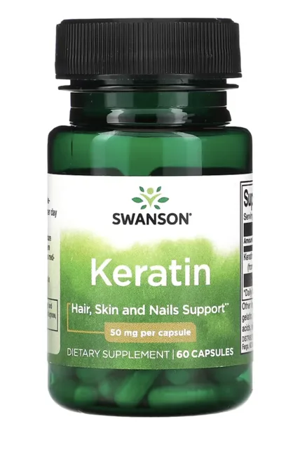 Swanson Keratin, 50 mg, 60 kapslí