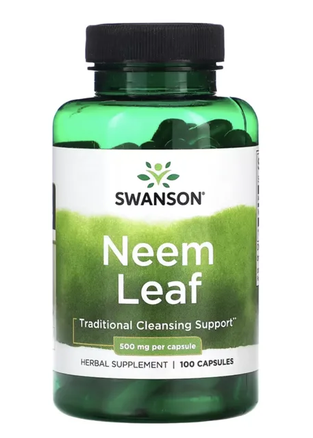 Swanson Neem Leaf, zaderach indický, 500 mg, 100 kapslí