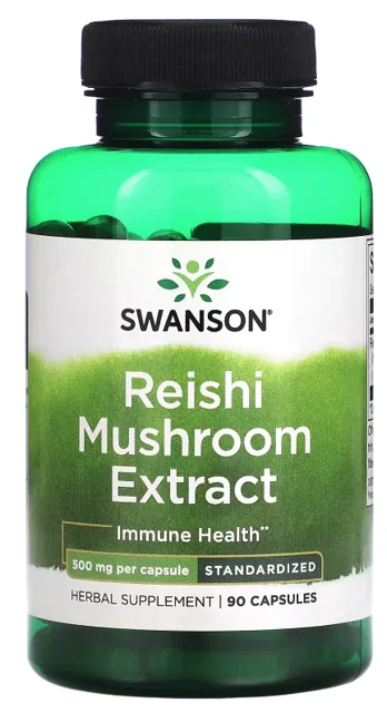 Swanson Reishi Mushroom Extract (Reishi extrakt), 500 mg, 90 kapslí
