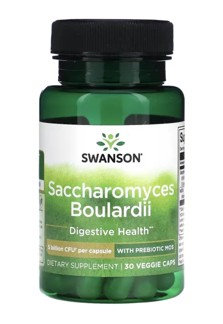 Swanson Saccharomyces Boulardii, probiotika s prebiotiky, 30 rostlinných kapslí