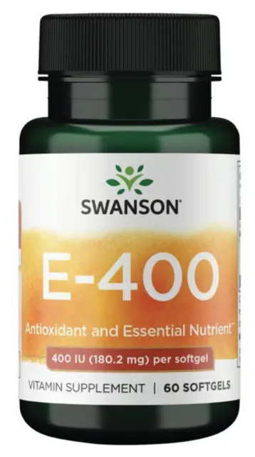 Swanson Vitamin E 400 IU, 60 softgelových kapslí