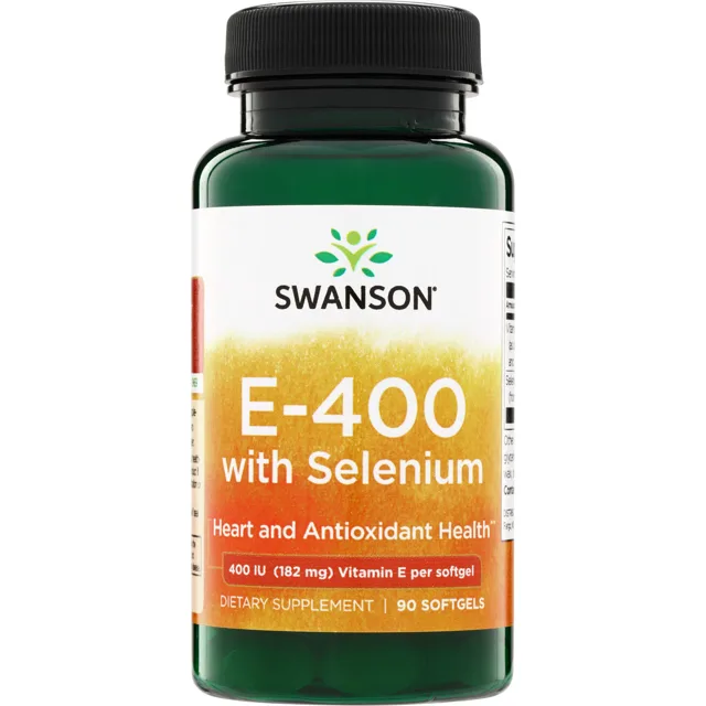 Swanson Vitamín E se selenem, 400 IU, 90 softgelových kapslí