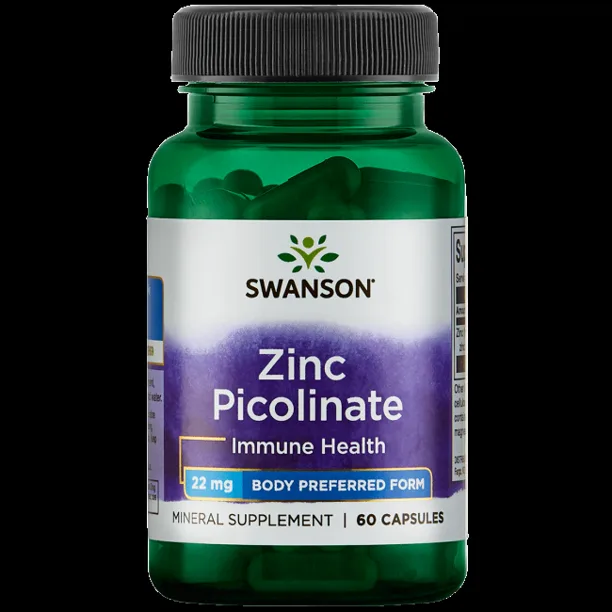 Swanson Zinc Picolinate, Zinek Pikolinát, 22 mg, 60 kapslí