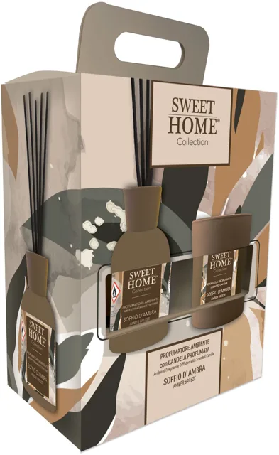 Sweet Home Collection Dárková sada aroma difuzéru se svíčkou Amber Whisper