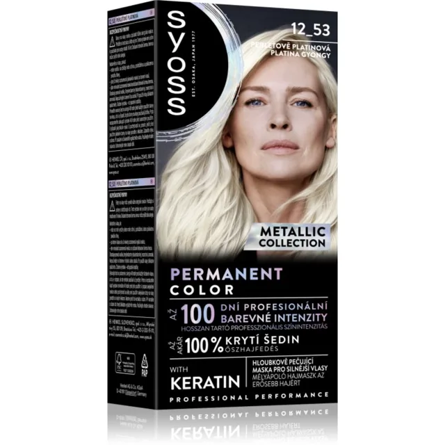 Syoss Color Metallic Collection permanentní barva na vlasy odstín 12_53 Perleťově platinový 1 ks