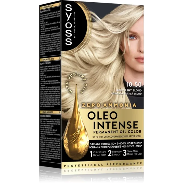 Syoss Oleo Intense permanentní barva na vlasy s olejem odstín 10-50 Popelavá blond 1 ks