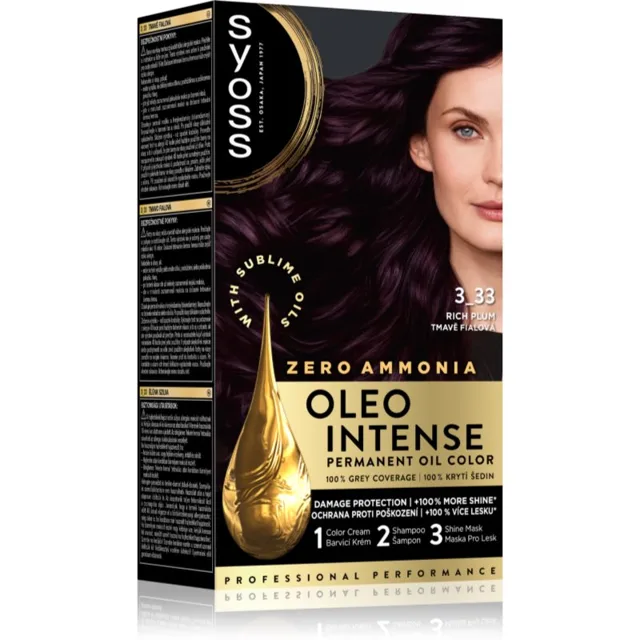 Syoss Oleo Intense permanentní barva na vlasy s olejem odstín 3-33 Tmavě fialový 1 ks