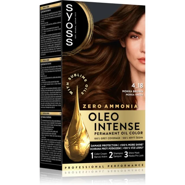 Syoss Oleo Intense permanentní barva na vlasy s olejem odstín 4_18 Mokka Hnědá 1 ks