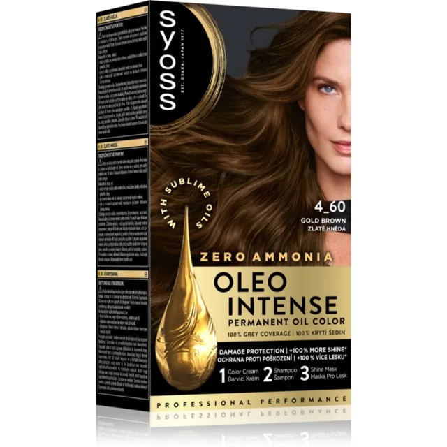 Syoss Oleo Intense permanentní barva na vlasy s olejem odstín 4_60 Zlatě Hnědá 1 ks