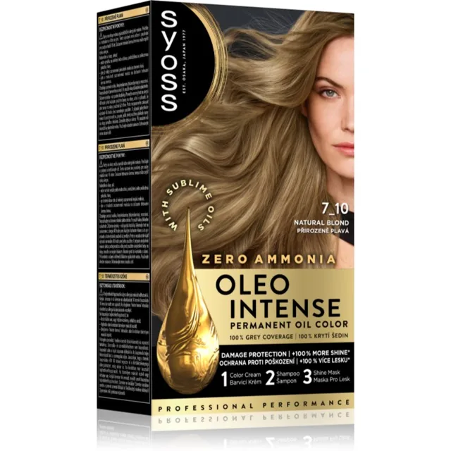 Syoss Oleo Intense permanentní barva na vlasy s olejem odstín 7_10 Přirozeně Plavá 1 ks