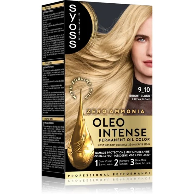 Syoss Oleo Intense permanentní barva na vlasy s olejem odstín 9-10 Zářivě plavý 1 ks