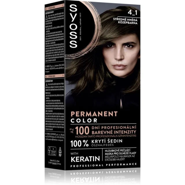 Syoss Permanent Color permanentní barva na vlasy odstín 4_1 Středně hnědý 1 ks