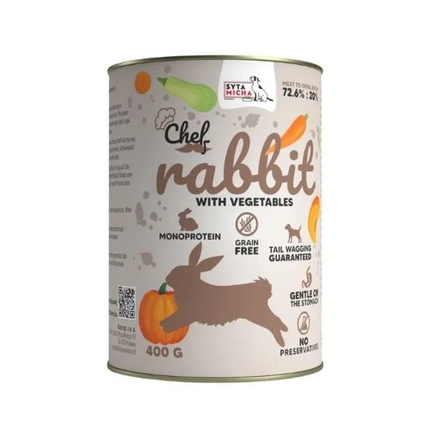 SYTA MICHA Chef Monoprotein Králík se zeleninou 400 g konzerva pro psy