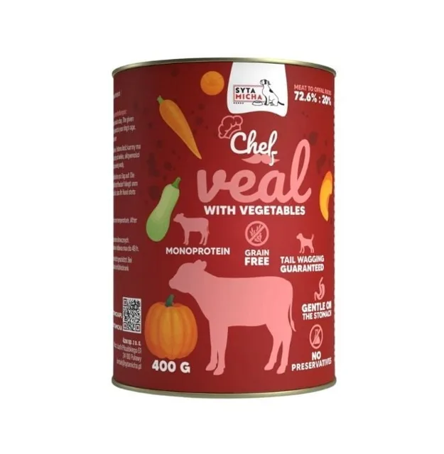 SYTA MICHA Chef Monoprotein Telecí s zeleninou 400 g konzerva pro psy