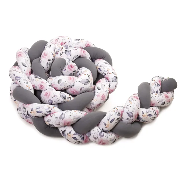 T-tomi Pletený mantinel 220 cm Anthracite + Roses