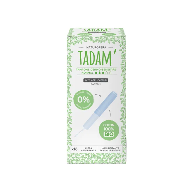 TADAM Dermo sensitivní tampony z BIO bavlny s aplikátorem, normal, 16 ks