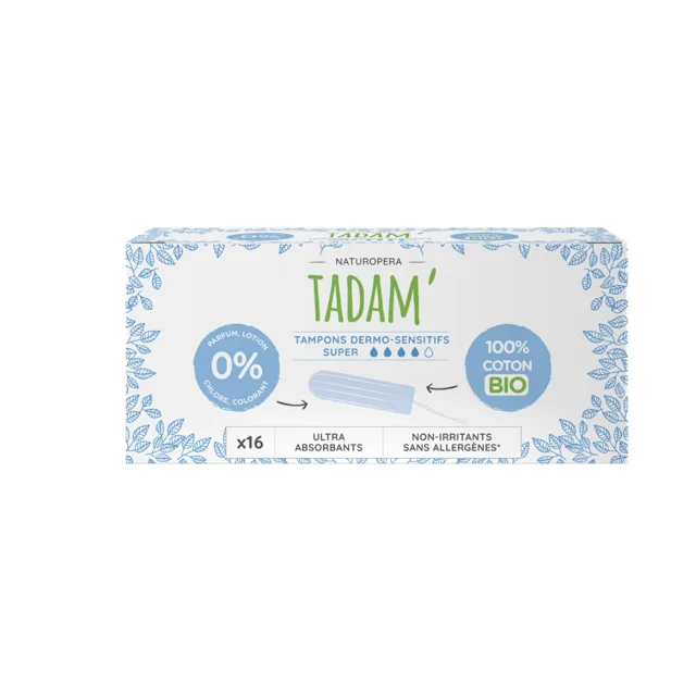 TADAM Dermo sensitivní tampony z BIO bavlny, super, 16 ks
