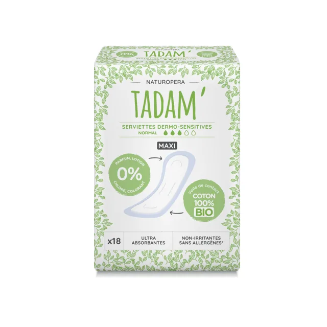 TADAM Dermo sensitivní vložky z BIO bavlny, maxi normal, 18 ks