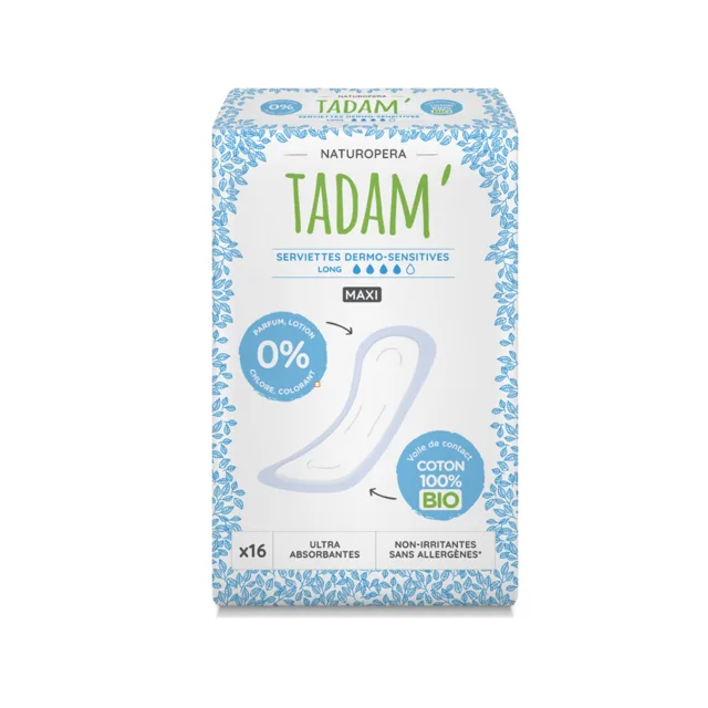TADAM Dermo sensitivní vložky z BIO bavlny, maxi super, 16 ks